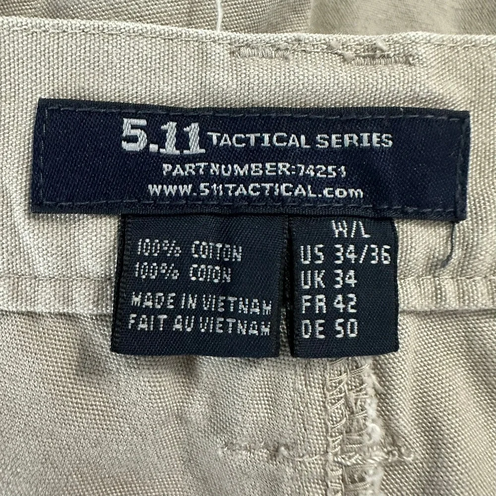 5.11 Tactical Series Mens 74251 Cotton Canvas Cargo Pants Khaki 34x36‎ Tan